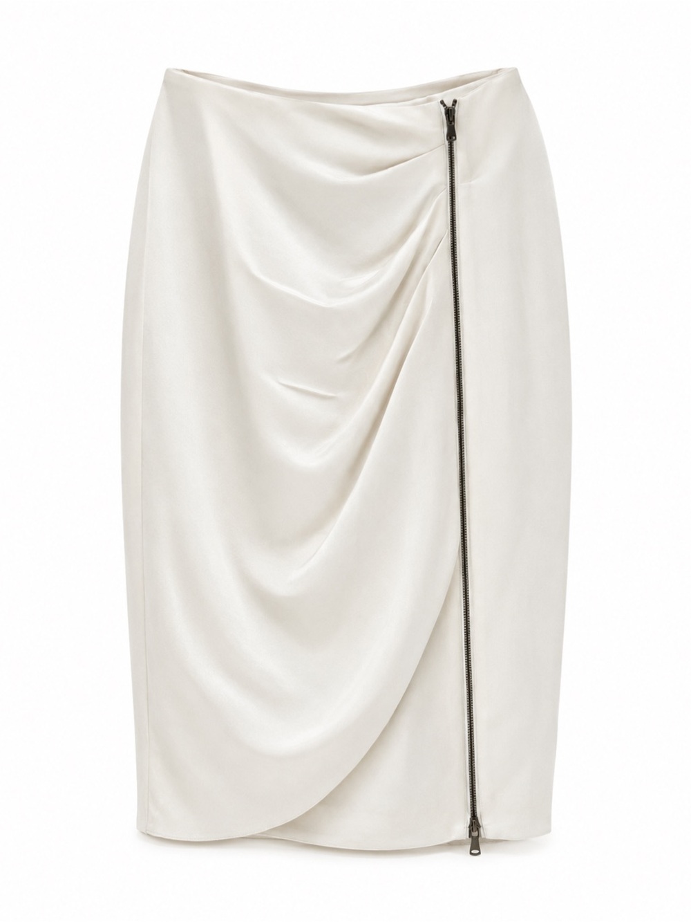 Magaschoni Collection Ruched Zip White Skirt - Size 4